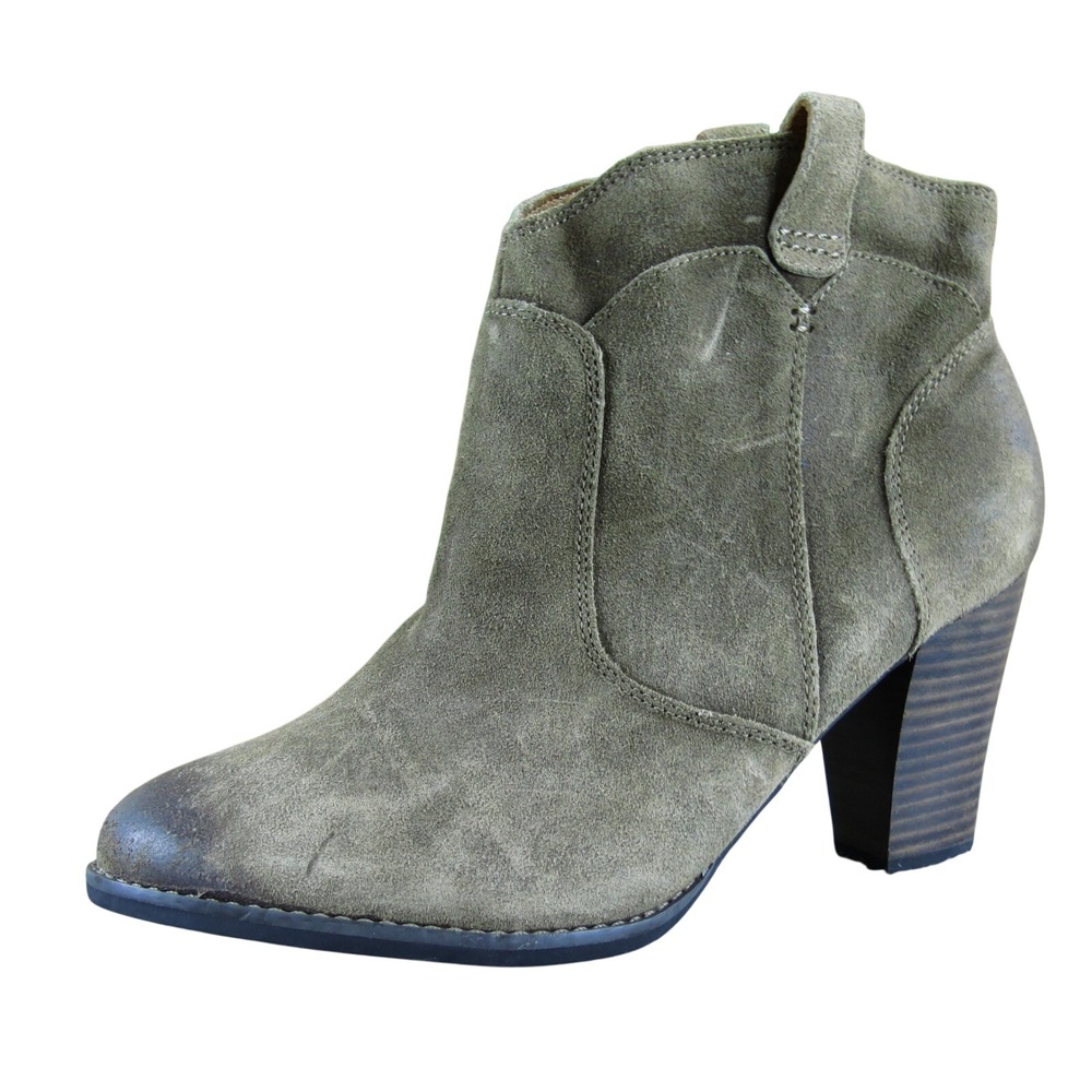 Indigo by Clarks Women 9.5 Brown Suede Ankle Boots Western Block Heel Pull On